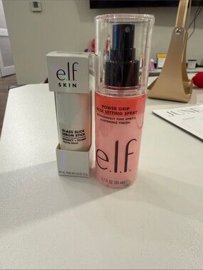 NEVER USED ELF Glass Slick Serum Stick and NEW power grip rose setting spray